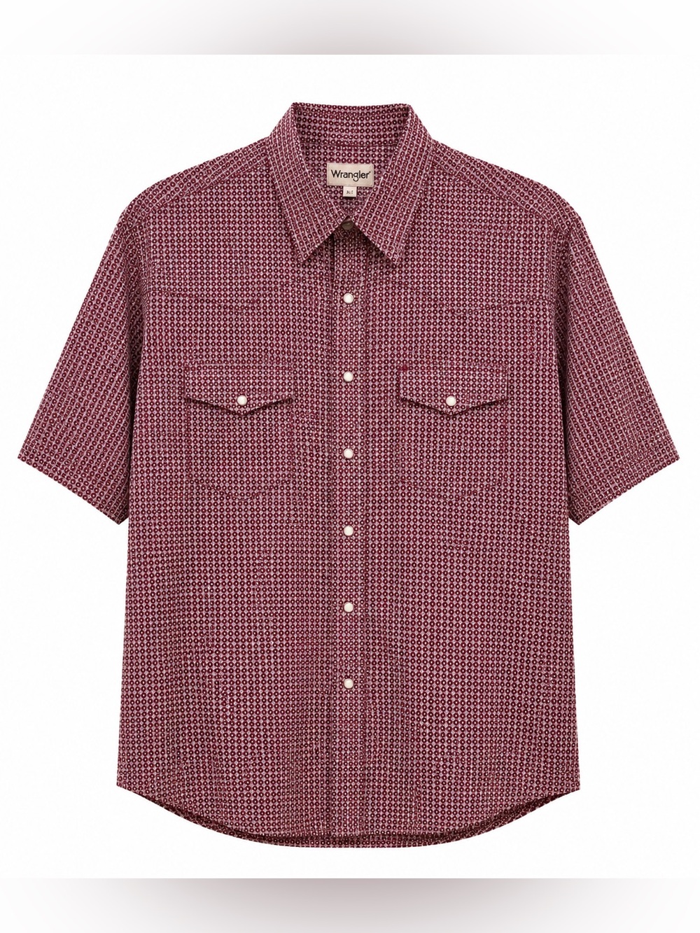 Wrangler Men's Burgundy Patterned Button Down Shirt XLT